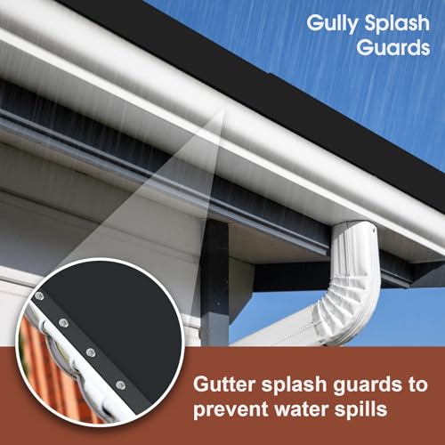 Gutter Valley Splash Guards, 15.7 x 3.5 Inch 4 Pack Gutter Guard, Aluminum Rain Gutter Guard Downspout Rain Diverter for Roof Shingle, Rain Drip Guard for Straight House (Black) - color: Black-B