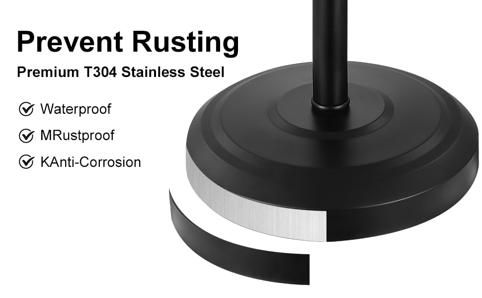 Black Toilet Paper Holder Free Standing, 25" H 304 Stainless Steel Toilet Paper Stand for Bathroom，Weighted Base Floor Tissue Roll Holder,Toilet Roll Stand - color: Black