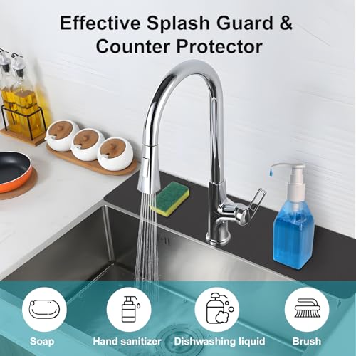 Customizable Kitchen Sink Faucet Mat: 30" Lx5.5 W Absorbent Splash Guard | 2PCS Non-slip Fabric Rubber Mat, Cut to Fit Oval Rectangle Square Faucet & 2,3,4 Holes Irregular Sink with Soap Dispenser - size: 30"Lx5.5"W-2PCS