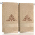 SmoothNovelty 2 Pcs Damascus Hand Towels Brown Farmhouse Bathroom Decor 14x29 Inch Embroidered 100% Cotton Soft Absorbent Spring Summer Decorative Hand Towels for Bathroom Kitchen - style: Damascus