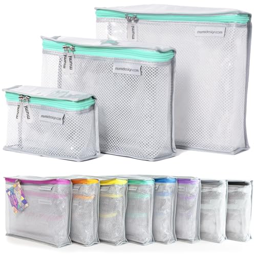 MUMI Travel Toiletry Bag Set of 3 – Clear TSA Approved Toiletry Bags for Women – Reusable Water-Resistant Makeup Organizer Pouches for Skincare, Cosmetics, Travel Accessories, Airport Packing - Aqua - color: Aqua