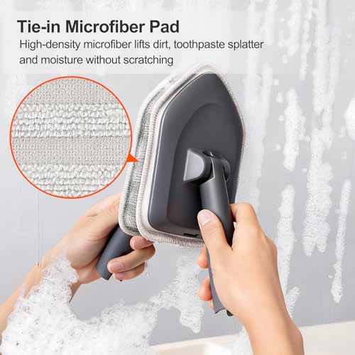 CLEANHOME Tile Tub Scrubber Brush with 3 Different Function Cleaning Heads and 56" Extendable Long Handle-No Scratch Shower Scrubber for Cleaning Bathroom Kitchen Toilet Wall,Bathtub,Sink,Grey - color: Gray