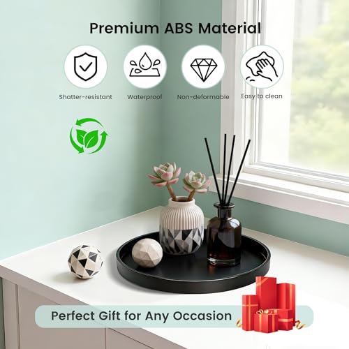 1 Pack 10" Bathroom and Vanity Tray, ABS Bathroom Counter Organizer, Coffee Table Decor for Perfume, Candles, Keys &More. Kitchen Countertop Organizer, Decorative Tray Soap Holder, Black - color: Black, size: 10"