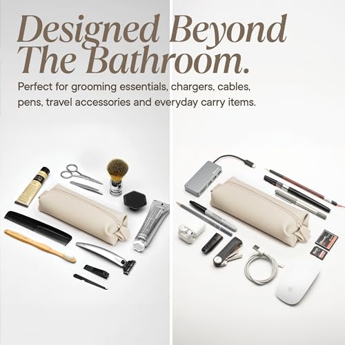 TOOLETRIES The Koby Dopp Kit Toiletry Bag – Mini 8.5" x 2.75" x 2", Sand | Compact silicone leak-resistant travel toiletry bag with a heavy-duty zipper that's easy to clean. - color: Sand, size: Mini 8.5” x 2.75” x 2”