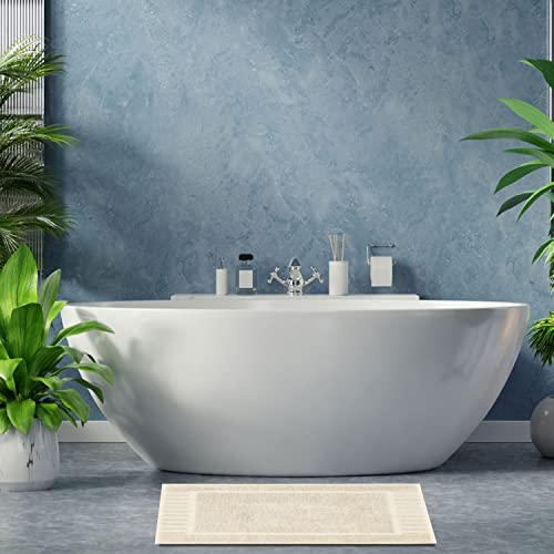 White Classic Luxury Bath Mat Floor Towel Set - Absorbent Cotton Hotel Spa Shower/Bathtub Mats [Not a Bathroom Rug] 22"x34" | 2 Pack | Ivory - color: 07: Ivory
