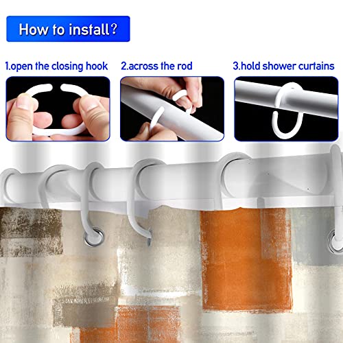 Lnond 4Pcs Bathroom Shower Curtain Sets with Rugs,Orange Modern Painting Art Bathroom Sets with Shower Curtain and Rugs and Accessories - color: Orange-01