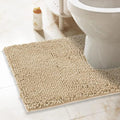 ITSOFT 24"x21" U-Shaped Non-Slip Shaggy Chenille Toilet Contour Bathroom Rug with Water Absorbent, Beige - color: Beige, size: 24" x 21" (U-Shaped)