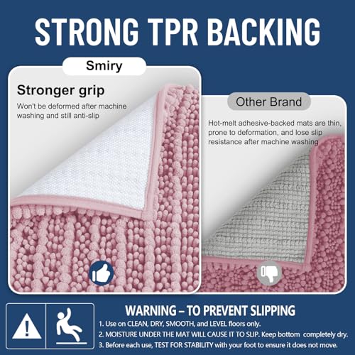 Smiry Bathroom Toilet Rugs U Shaped 24x20, Extra Soft Absorbent Non Slip Rubber Backing Chenille Contour Bath Rugs for Toilet, Machine Washable Contoured Bath Mats, Dusty Rose - color: Dusty Rose, size: 24'' X 20''