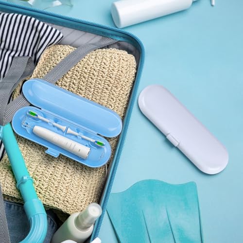 Fowecelt 2 Pack Electric Toothbrush Travel Case for Oral-B Pro and Other Electric Toothbrush Portable Travel Toothbrush Waterproof Plastic Holder (Blue & White) - color: Blue & White