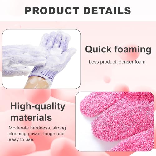 Exfoliating Glove for Shower-Body Exfoliator Scrub Gloves,Shower Gloves for Scrubbing Dead Skin,for Women Men Bath Spa - color: Red 3