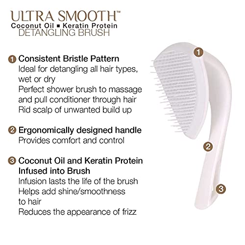 Cricket Ultra Smooth Coconut Detangling Brush for Wet, Dry Hair Anti-Frizz Detangler Shower Hairbrush with Coconut Oil and Keratin Protein Infused Plastic for All Hair Types - size: 1, style: Detangling Brush