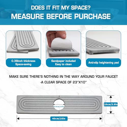 Self-Drying Stone Tray For Kitchen Sink,15.7" Water Absorbing Natura Diatomite Faucet Mat,Splash Organizer For Soap Dispenser,Sponge,Bathroom Vanity Rv Countertop Protector (Light Gray-Rectangle) - color: Light Gray-rectangle, size: 15.7" x 4"