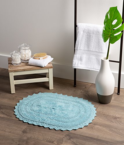 DII Crochet Collection Reversible Bath Mat, Large Oval, 21x34, Cameo Blue - color: Cameo Blue, size: 1'9" x 2'10" (Oval)