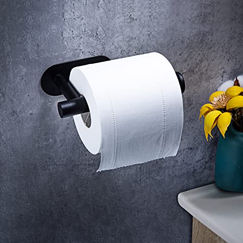 YUET Toilet Roll Holder Self Adhesive Black Paper Holders Tissue Stand Hanger Bathroom SUS-304 Stainless Steel,No Drilling Required, Strong Adhesiveness and Waterproof - color: Black