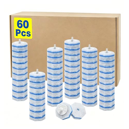 60-Count Disposable Toilet Brush Replacement Heads. Toilet Cleaning Replacement Heads Compatible with Clorox Brand and Most Toilet Brushes. Essential for Bathroom and Toilet Cleaning.