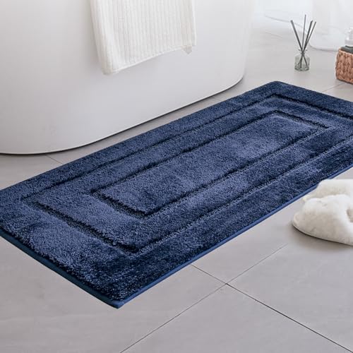 GRANNY SAYS Navy Bathroom Rugs, Bath Mats for Bathroom Non-Slip, Super Soft and Water Absorbent, Extra Large Bath Rugs Washable, Microfiber Bath Rugs for Bath Floor, Tub and Shower, 59" x 24" - color: Deep Blue, size: 2' x 4'11" (24" x 59")