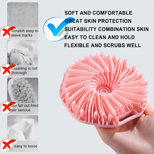 Silicone Body Scrubber, Exfoliating Body Scrubber for Sensitive Skin, Non-Slip Shower Scrubber for Body, Silicone Body Brush for Showering, Charcoal, Effective Showering Exfoliation, Gentle Massage - color: Black and Pink
