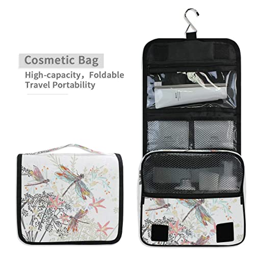 senya Hanging Travel Toiletry Bag Kit Makeup Case Cosmetics Organizer for Men Women - color: Flowers And Dragonfly