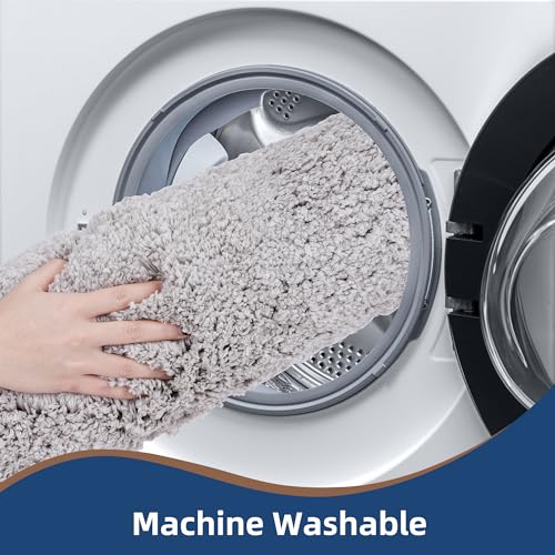3 Pieces Luxury Bathroom Rug Set with U-Shaped Toilet Rug, Non-Slip Rubber Bottom, Thick Microfiber Fluffy Plush, Water absorption, Quick Dry, Ultra Soft, Bath Mats for Bathroom, Tub(Light Grey) - color: Light Grey