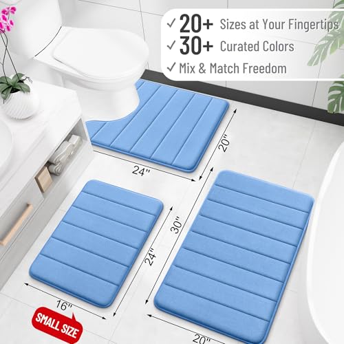 OLANLY Memory Foam Toilet Rugs U Shaped 24x20, Super Soft Absorbent Contour Bath Rugs, Quick Dry, Machine Washable Toilet Mat, Bathmat Carpet, Bathroom Home Decor Accessories, Cornflower Blue - color: Cornflower Blue, size: 24" X 20" Contour Rug