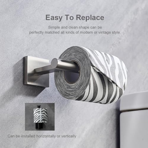 Brushed Nickel Toilet Paper Holder Wall Mount, SUS304 Stainless Steel Bathroom Tissue Roll Holder, Heavy Duty No-Wobble Square Design, Corrosion Resistant, Hardware Included - color: Brushed Nickel