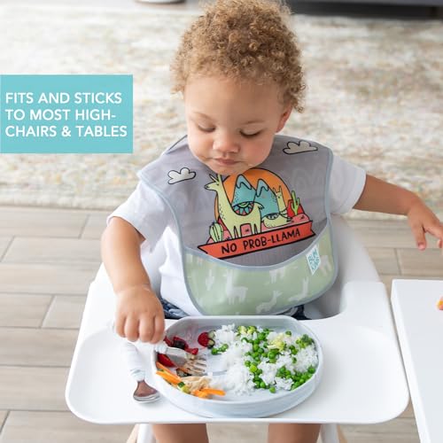 Bumkins Toddler and Baby Suction Plate, Silicone Grip Dish for Babies and Kids, Baby Led Weaning, Children Feeding Supplies, Non Skid Sticky Bottom, Platinum Silicone, Ages 6 Months Up, Marble - color: A3 Marble-GP