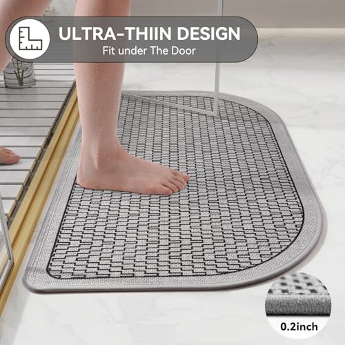 YDKGL Ultra Thin Bathroom Rugs Mat Quick Dry Absorbent Non Slip Bath Mat Bath Mats for Bathtub Mat Bathroom Carpet Fit Under Door Washable Floor Rubber Half Round Bath Rugs Grey 16x24 - color: B- Grey, size: 16" X 24“
