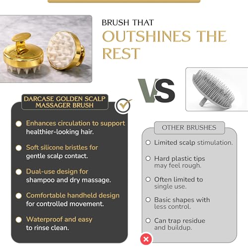 DARCASE Silicone Scalp Massager Shampoo Brush, Silicone Scalp Scrub Brush | Premium Scalp Scrubber with Soft Bristles for Gentle Exfoliation, Silicone Shampoo Brush for Deep Clean & Relaxing Massage