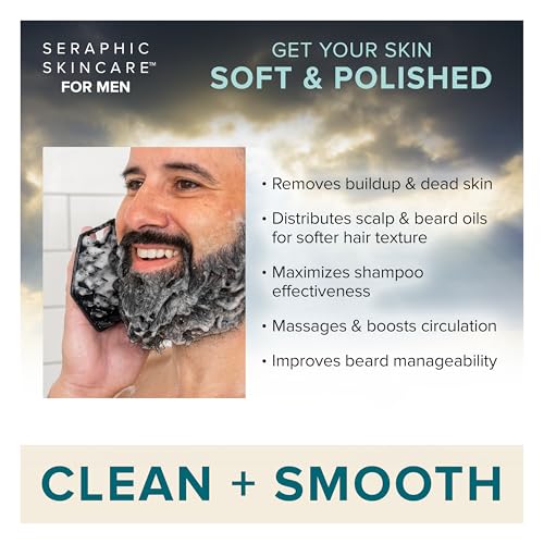 SERAPHIC SKINCARE Ultimate Beard + Scalp Massager - BPA-Free Silicone Face Scrubber Brush for Dandruff, Hair Growth & Ingrown Hair Treatment - Skin Prep for Shaving & Beard Maintenance - style: Men Ultimate Massager