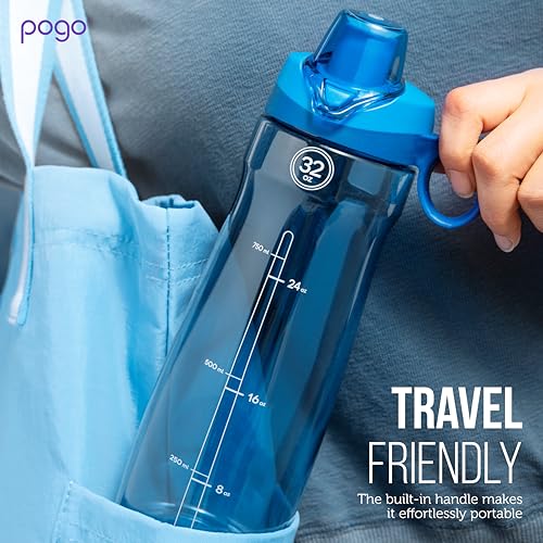 Pogo BPA-Free Tritan Plastic Water Bottle with Chug Lid, 32 Oz, Pink. - color: Pink, size: 32 Ounces