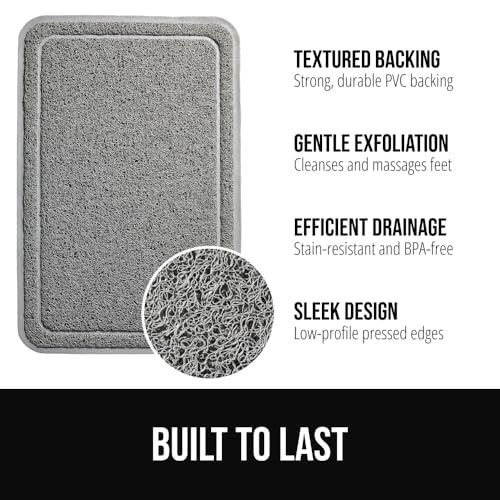 GORILLA GRIP Exfoliating Bath and Shower Mat, Textured Backing, 30x16 Soft Loofah-Style Foot Scrubber for Outside or Inside Bathtub, Quick Dry Easy Drainage Tub Floor Mats, Bathroom Essentials, Gray - color: Gray, size: 30" x 16" (Rectangular)