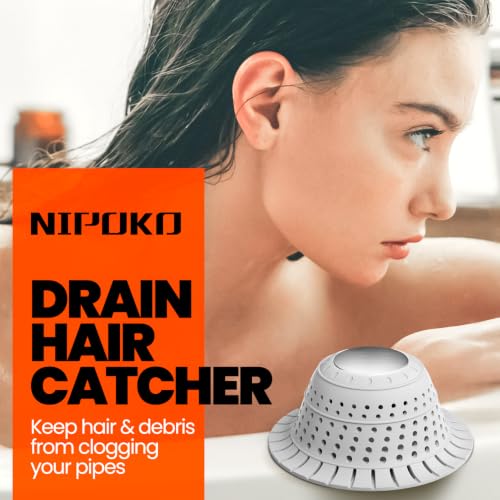 Shower Drain Hair Catcher - Bathtub Drain Cover Foldable Silicone，Shower Drain Protector for Pop-Up and Regular Drains of Shower,Tub, Bathroom, Sink,Grey - color: Gray