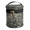Waterproof Black Star PVC Makeup Bag - 7.1x6.3in Barrel Cosmetic Organizer with Zipper, Portable Toiletry Pouch for Women & Men (Black) - color: Black