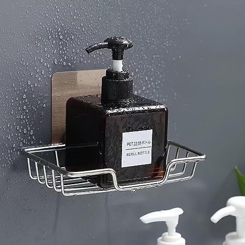 2-Pack Self-Adhesive Soap Dish Holder - Wall Mounted Stainless Steel Soap and Sponge Holder, No Drilling Soap Tray Organizer for Home Kitchen and Bathroom Shower (Silver) - color: Silver