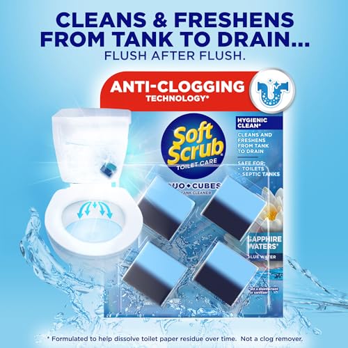 Soft Scrub In-Tank Toilet Cleaner Duo-Cubes, Sapphire Waters, 4 Count - size: 4 Count (Pack of 1)