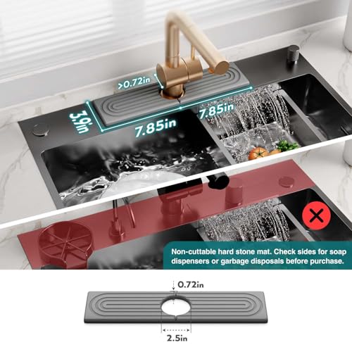 Eormoe Kitchen Sink Faucet Mat - 15.7in Diatomite Sink Protectors for Kitchen Sink, Stone Sink Splash Guard for Kitchen Counter Sink Accessories (Grey, 15.7'' x 3.9'') - color: Gray, size: 15.7" x 3.9"