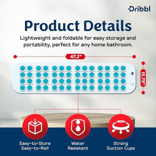 Dribbl Electric Bubble Massage Bathtub Mat – Non-Slip Full-Body Waterproof Hot Tub Spa Mat for Bath with Heater, Motorized Air Pump, and Remote Control, 6-Speed Adjustable Massage, Aqua - color: Aqua
