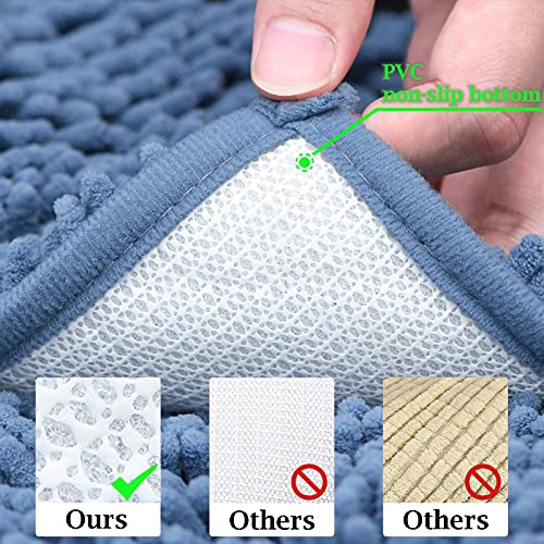 Bathroom Rugs Sets 4 Piece, Extra Soft Absorbent Chenille Bath Rugs, Non Slip Rubber Backing Machine Washable Quick Dry Bath Mats for Bathroom Floor, Tub, Shower, Home Decor Accessories, Deep Blue - color: Misty Blue