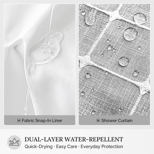 River Dream Grey Farmhouse Shower Curtain with Snap-in Liner, No Hooks Needed,with Magnets,with Tassels,Water Repellent&Machine Washable,36x74Inch - color: Grey-window, size: 36"W x 74"L (Pack of 1)