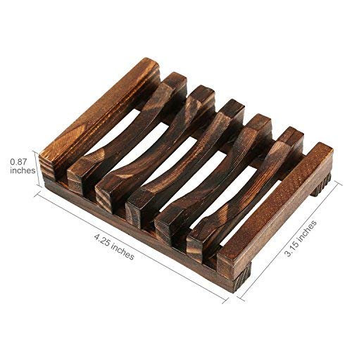 Anwenk Soap Dish Wooden Soap Saver Holder Soap Tray for Bathroom Shower Rectangular Sink Drainer Hand Craft for Soap,Sponges and More (2 Pack) - color: 2pack-bronze