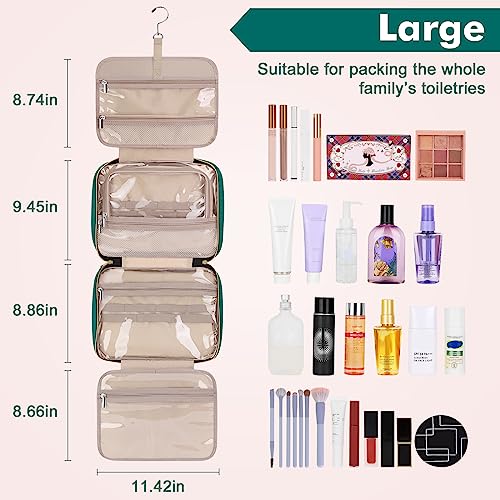 Wedama Toiletry Bag for Women, Large Cosmetic Travel Bag, Hanging Toiletry Bag for Bathroom, Thickened PVC Waterproof Travel Makeup Bag, Toiletries Bag for Travel Business Trips and Camping - color: Green, size: Large, style: Minimalist