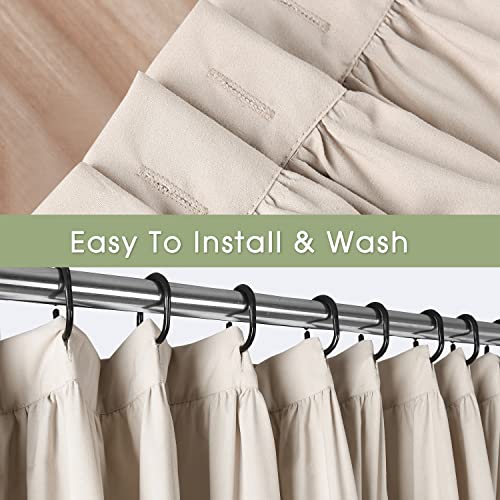Homechoice Decor Camel Ruffle Shower Curtain, Vintage Handcrafted Bow Tie Ruched Microfiber Bath Curtain for Master Bathroom with 12 Buttonholes, 72" W x 72" H (LQ-10) - color: Camel, size: 72"W x 72"L (Each Curtain)
