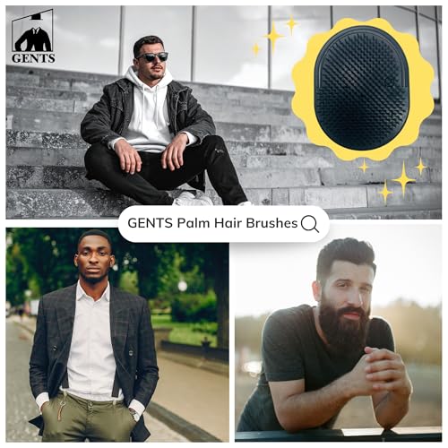 Gents Palm Pocket Shampoo Brush Scalp Massager for Men & Women with Round Bristles, Ergonomic Grip, Made in USA, Black Peine para Cabello