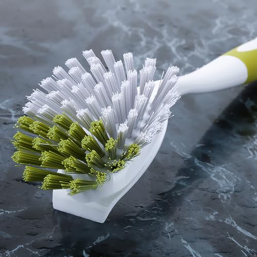 Dish Brush with Handle, Stiff Bristles Dish Scrubber for Pots, Pans & Sink Cleaning, 3 Pack - color: Yellow 3 Pack
