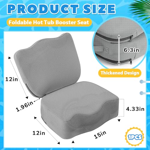 Yerliker 1 Pcs Foldable Hot Tub Booster Seat for Adults Adjustable 2 Heights up to 6.3", Weighted Booster Seat 3D Air Mesh Hot Tub Accessories Quick Dry Micro Dot Non Slip for Spa Bathtub Pool (Gray) - color: Grey