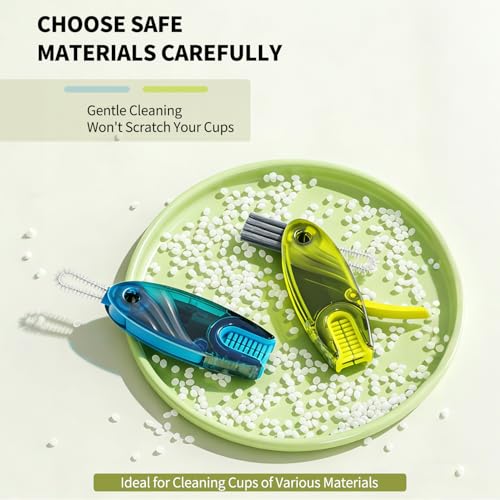 3 in 1 Cup Lid Gap Cleaning Brush Set, 2PCS Multifunctional Bottle Cleaning Brush for Bottle Gaps Bottle Cleaner Home Kitchen Cleaning Tools, Green&Blue - color: Green&blue
