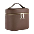 Large Makeup Bag Organizer, PU Leather Makeup Case with Removable Dividers, Waterproof Travel Cosmetic Bag(Brown) - color: Brown