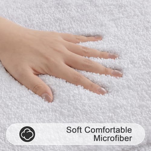 SHACOS White Bathroom Rugs Sets 3 Piece Bath Mat U Shaped Toilet Rug | 20x47+ 20x32+ 20x24, Soft Fluffy Microfiber Bath Rugs Set, Non Slip Washable Absorbent Bathroom Runner Floor Mats Shower Rug - color: White, size: 20"x32"+ 20"x47"+U Shape 20"x24"