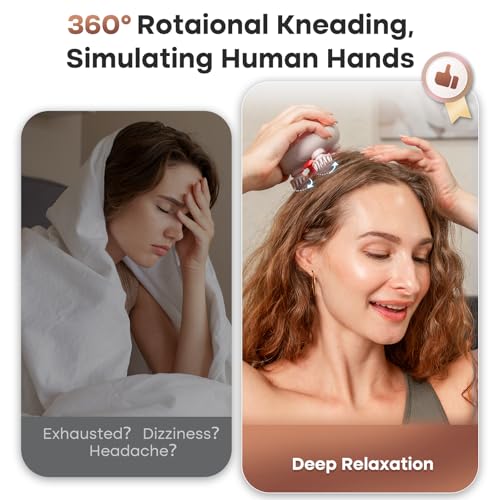 arboleaf Scalp Massager Kneading Head Massager Scalp Stress Relax Portable Rechargeable Hair Massager Shower Massage Waterproof Cat Massager Scratcher,Gift for Mom Dad - color: Rose Pink