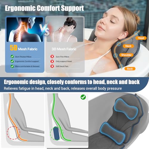 Full Body Bath Pillows for Tub Luxury Bathtub Pillow Cushion for Head,Shoulder,Back&Lumbar Support Thick Tub Pillow for Bathtub for Women Relaxing Soft 5D Air Mesh Mat 12 Non-Slip Power Suction Cups - color: Black Bath Pillow